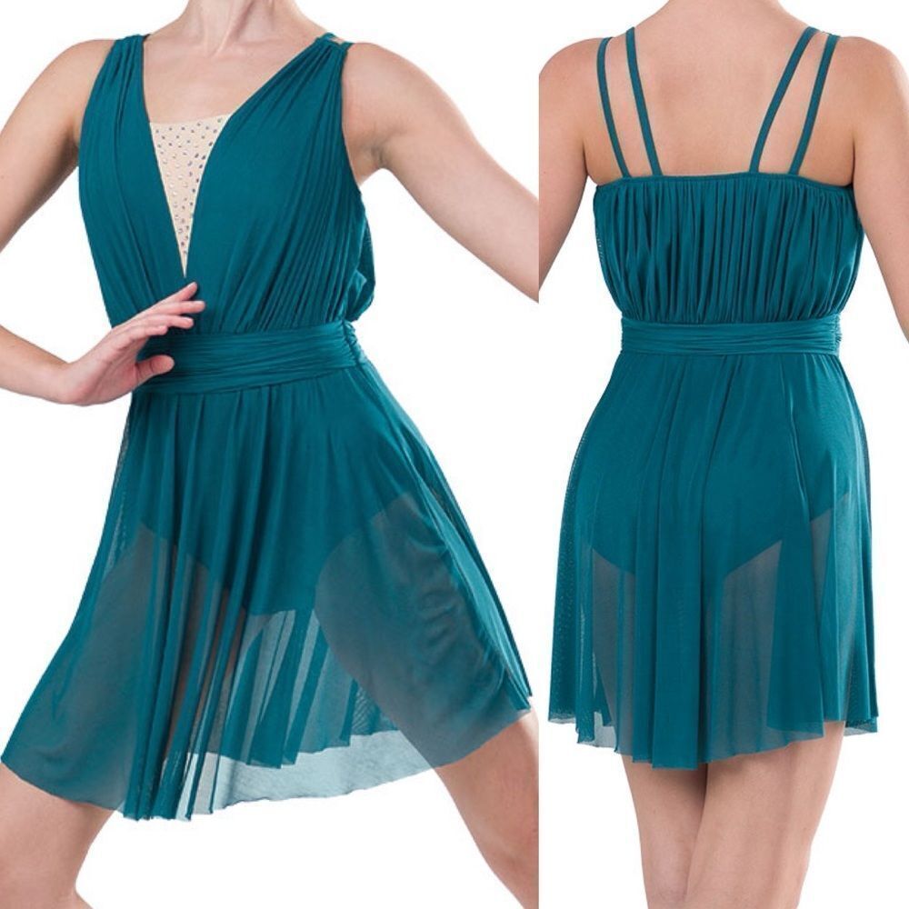 A wish come true dance costume teal lyrical dress 23024Y Stay LA-Large adult